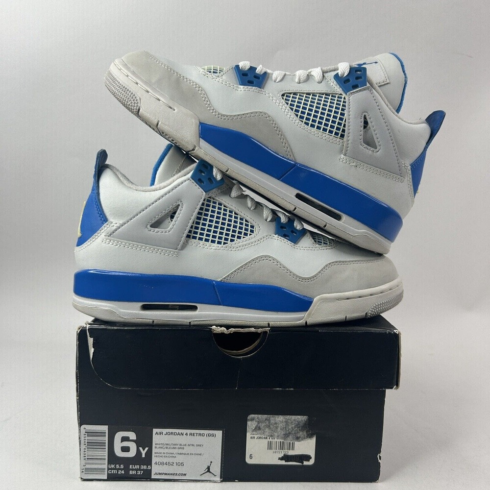 Nike Shoes Air Jordan 4 Retro GS “Military Blue” 2024 - Picture 1 of 10